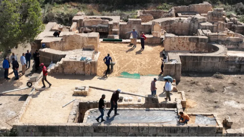 field work at the site of Sabratha, the office baths