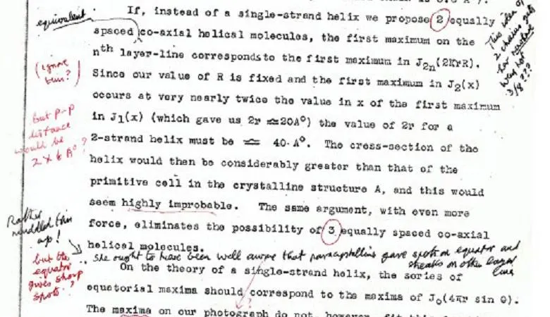 Franklins notes annotated by Klug and Wilkins
