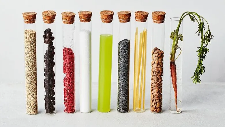foods in test tubes